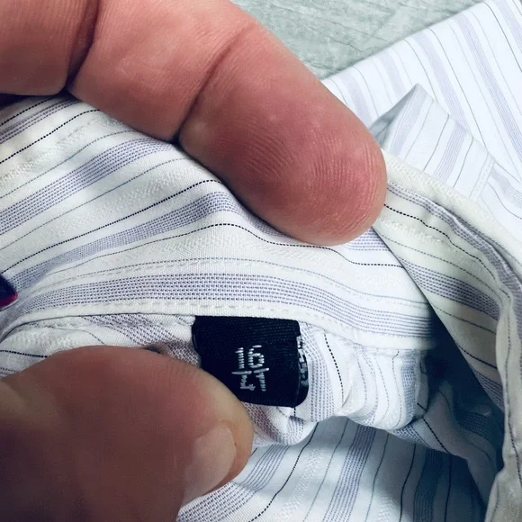 Paul Smith White w/ Lavender Stripe Dress Shirt 16 32/33 - Picture 4 of 4